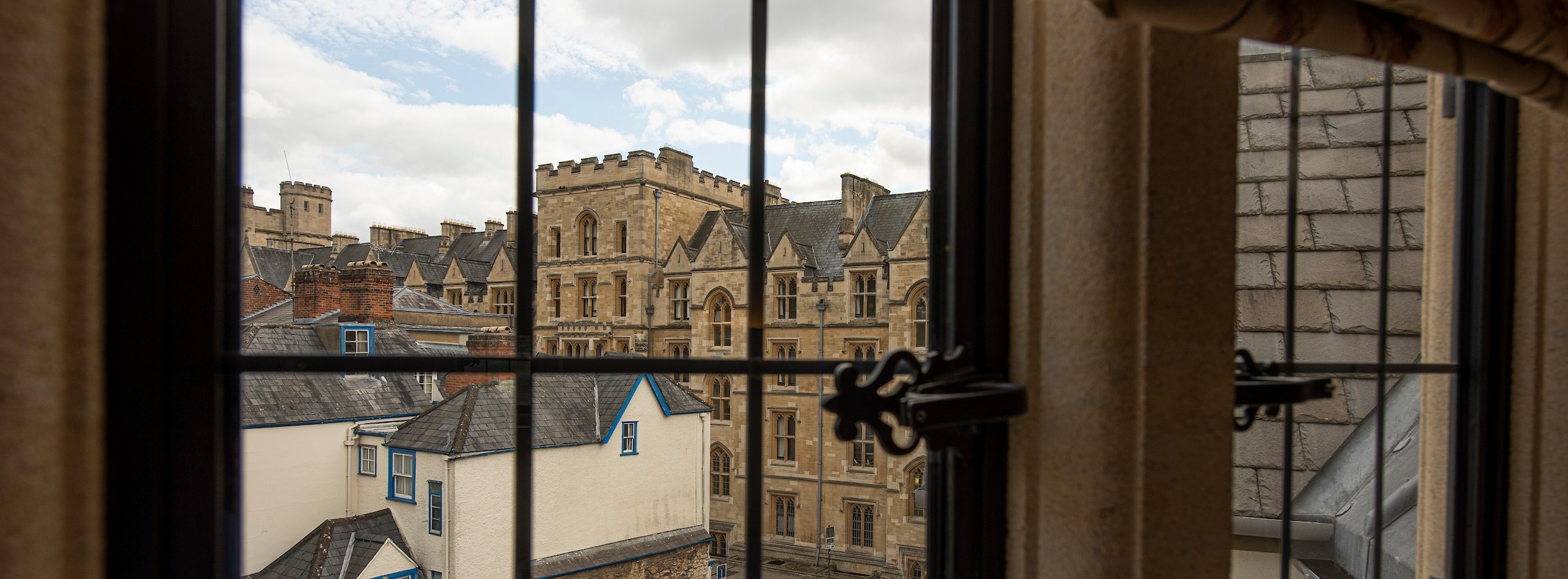 View of Oxford college from a window