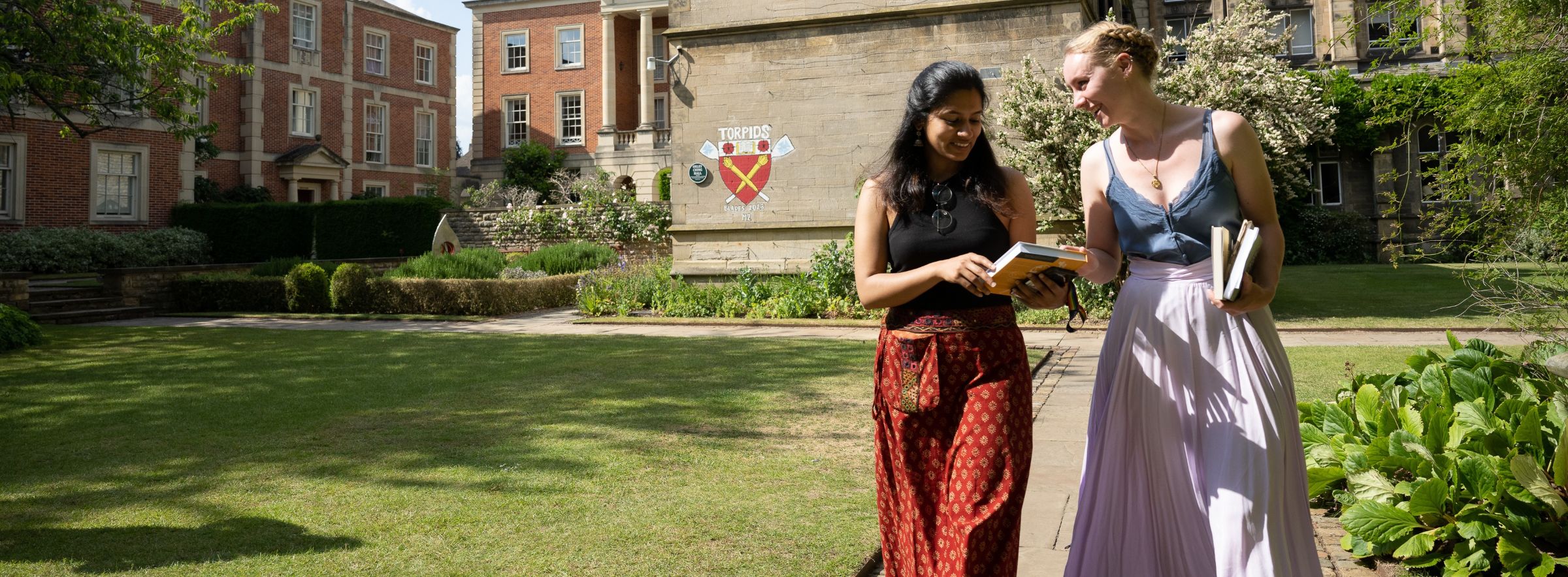 Students talking in the quad