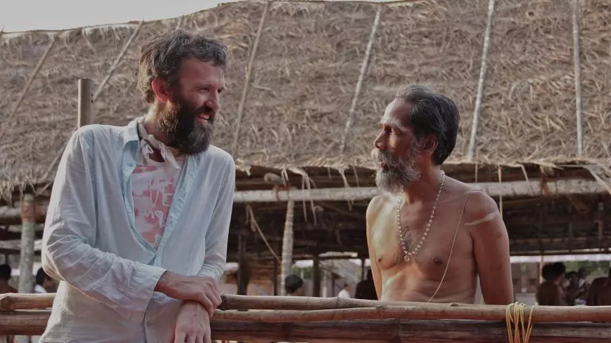 Thottam Krishnan Nambudiri, a Nambudiri Brahmin priest, with Dr. Gerety in Kerala, India