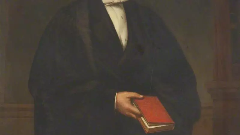 Portrait of William Gaskell - a three-quarters length portrait of a man in academic robes