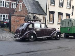 A vintage car outside Harris Manchester College