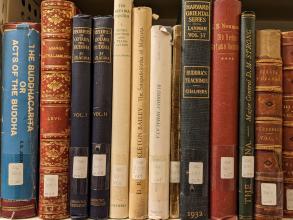A shelf of early twentieth century books on Buddhism  