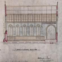 A cross section plan of the Chapel in colour