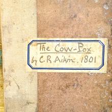 A cover of book with the title handwritten saying The Cow-Pox by C.R. Aikin 1801