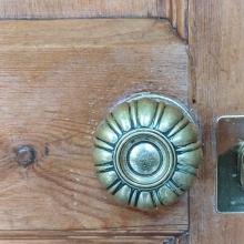 A close up of a door handle