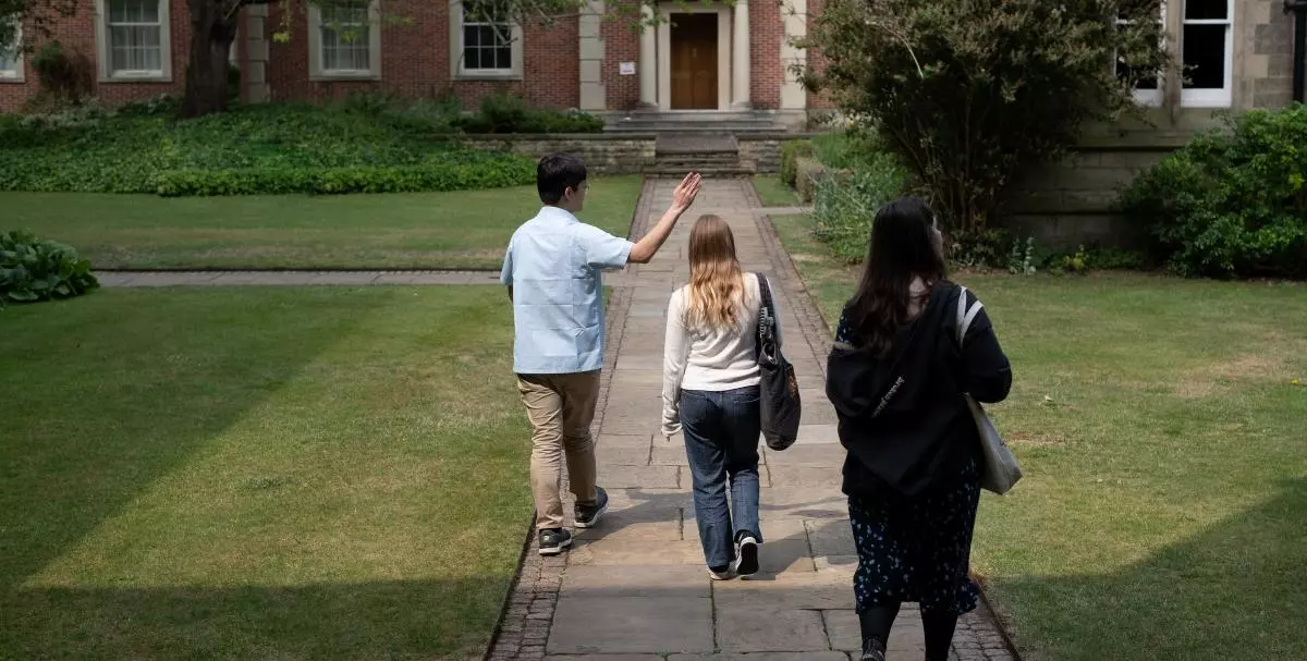 Students walking in the quad