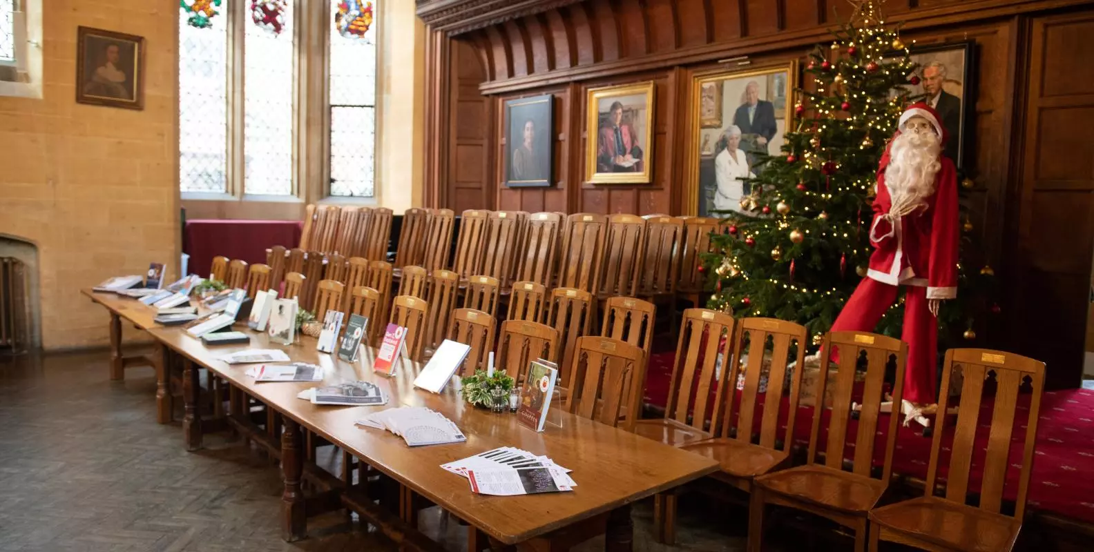 A selection of books, featured on the high table in the Arlosh Hall.