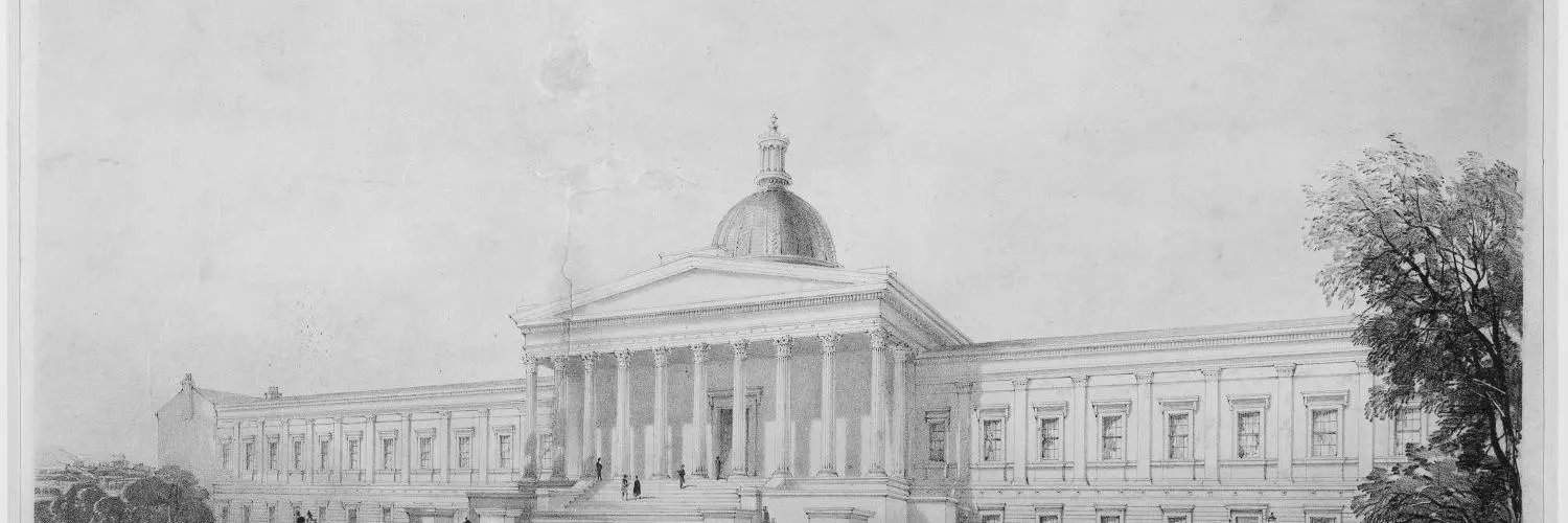 A historic black and white image of UCL
