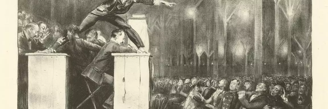 Billy Sunday, George Wesley Bellows, linograph on paper. National Portrait Gallery, Smithsonian Institution
