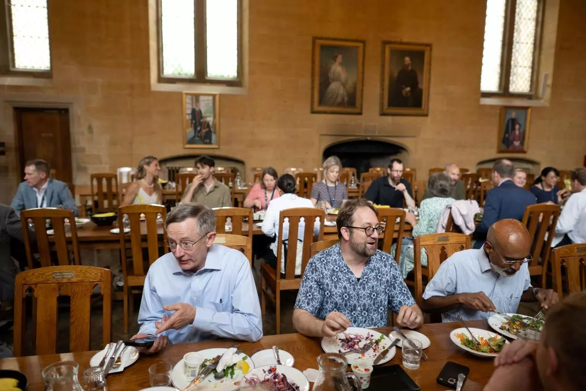 People eating together in College dining hall